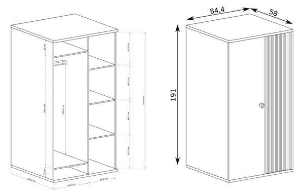 Szafa wolnostojąca dwudrzwiowa z lamelami H6-F05