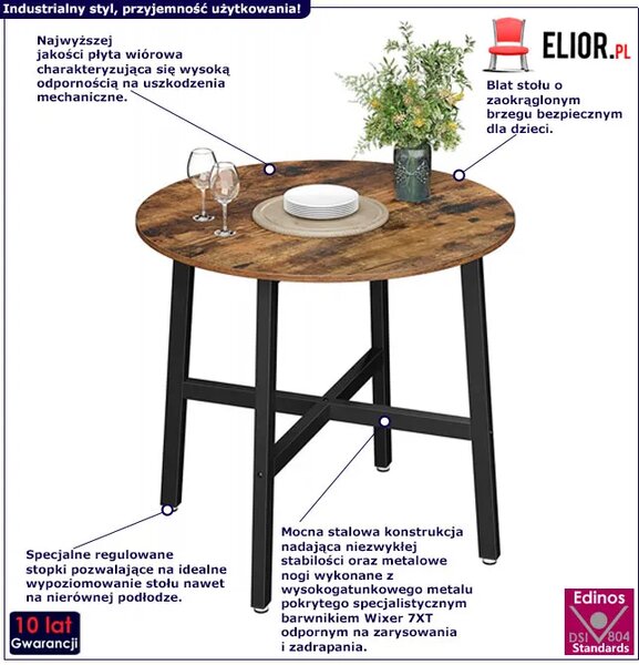 Industrialny okrągły stół do salonu D9-Z43