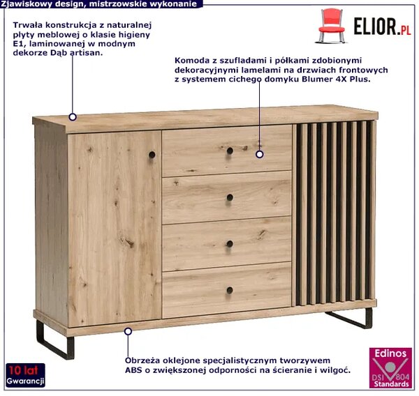 Szeroka komoda industrialna z lamelami F9-N27