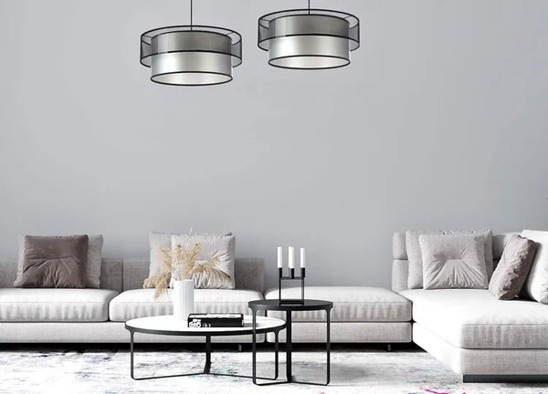 Srebrno-czarna okrągła lampa wisząca z siatką - 17X S421 M8-Z40