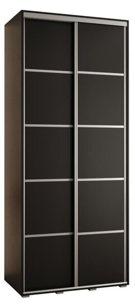 Szafa przesuwna wysoka Davos 4 100, gł. 45 cm czarny + czarny + srebrny