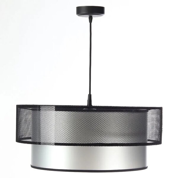 Srebrno-czarna okrągła lampa wisząca z siatką - 17X S421 M8-Z40
