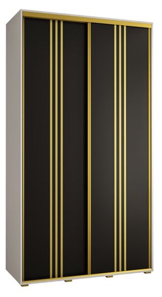Szafa przesuwna wysoka Davos 6 140, gł. 60 cm biały + czarny + złoty