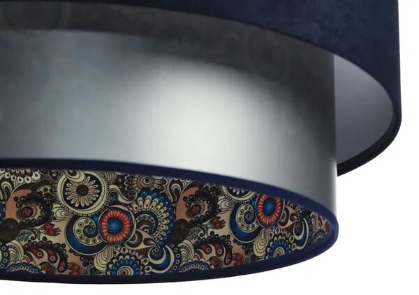 Lampa wisząca z welurowym zdobionym abażurem - S425 D5-B04