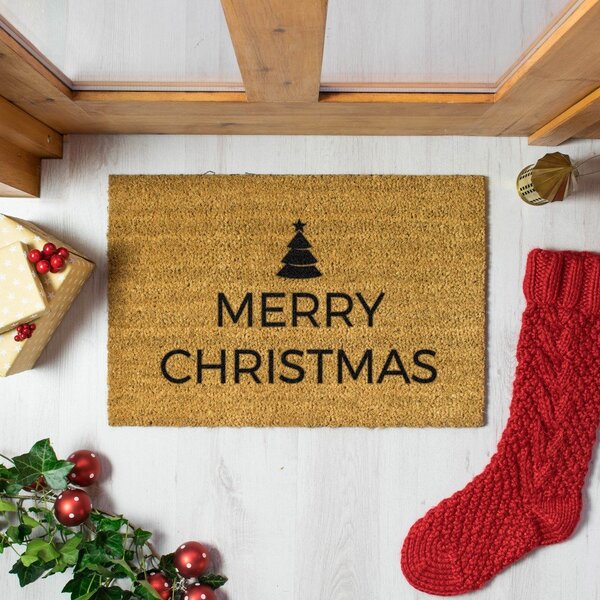 Wycieraczka ze świątecznym motywem z włókna kokosowego 40x60 cm Merry Christmas – Artsy Doormats
