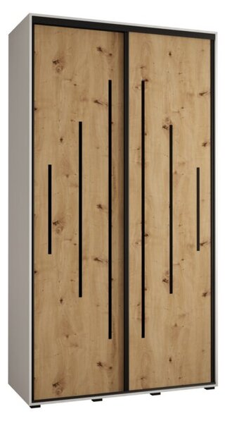 Szafa przesuwna wysoka Davos 12 140, gł. 60 cm biały + artisan + czarny