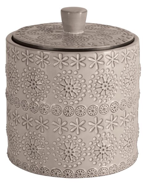 Beżowy porcelanowy organizer łazienkowy na waciki Relief – Spirella