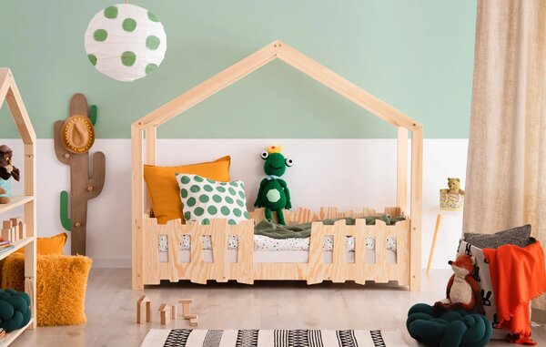 Drewniane łóżko dziecięce domek - Kiren 3X