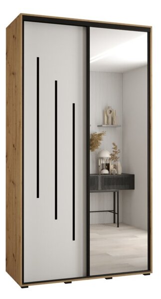 Szafa przesuwna wysoka Davos 9 130, gł. 60 cm artisan + biały + czarny