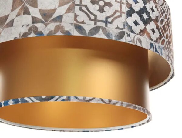 Złota lampa wisząca z welurowym abażurem - S433 S4-N63