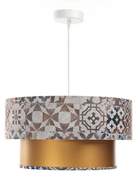 Złota lampa wisząca z welurowym abażurem - S433 S4-N63