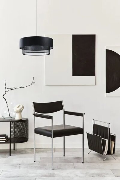 Czarna lampa wisząca nad stół z siatką - S435 D1-G89
