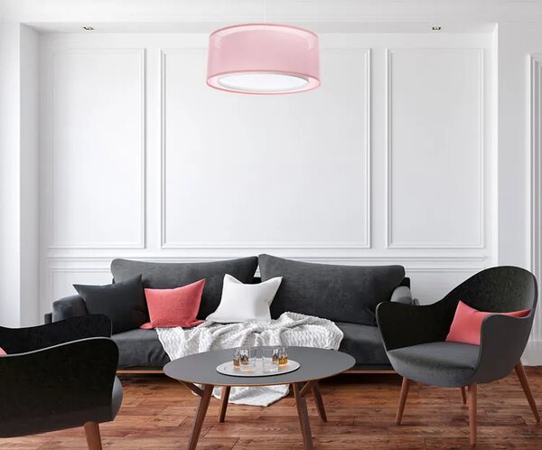 Różowa lampa wisząca z dwuczęściowym abażurem - S436 K4-H31