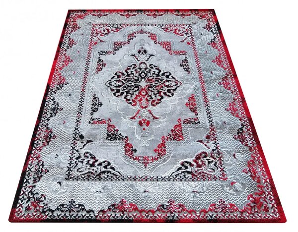 Szaro-czerwony klasyczny dywan z wzorami - Logar 4X