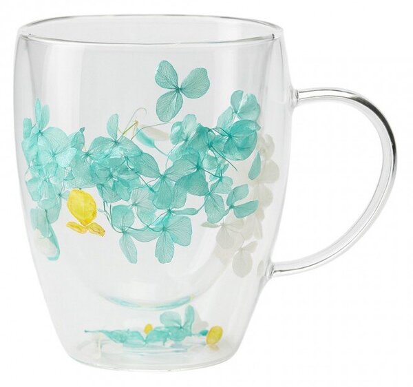 Szklanka termiczna z kwiatami w środku, hortensje zielone 300 ML 1szt SZK179ZIE