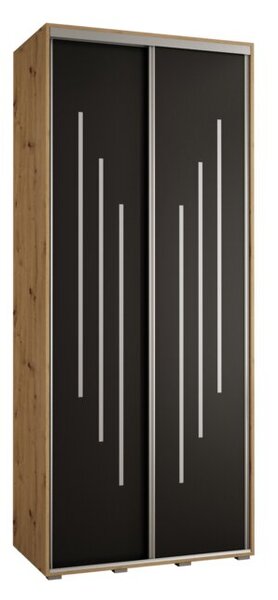 Szafa przesuwna wysoka Davos 8 120, gł. 60 cm artisan + czarny + srebrny