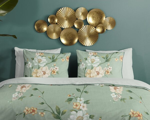 Zielona pościel dwuosobowa z satyny bawełnianej 200x220 cm Sizena – Descanso