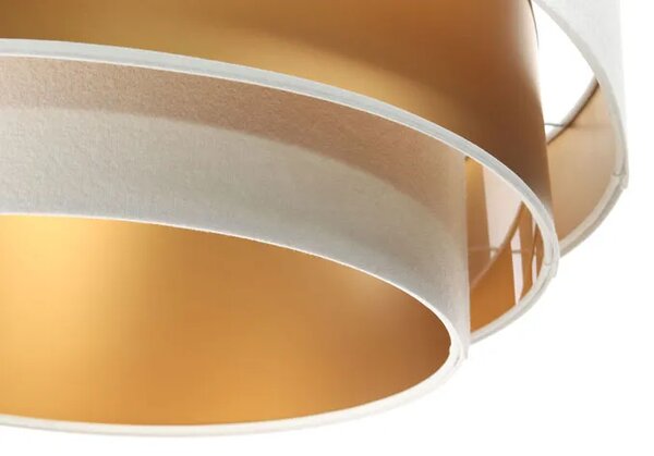 Biało-złota okrągła lampa wisząca welurowa - S442 M7-R94