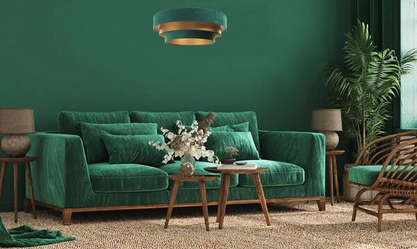 Zielono-złota trzywarstwowa lampa wisząca - S442 P5-F90