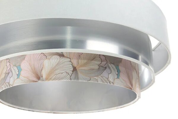 Biało srebrna lampa wisząca z okrągłym abażurem S452 A7-C20