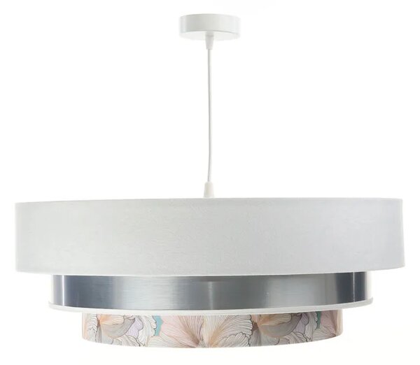 Biało srebrna lampa wisząca z okrągłym abażurem S452 A7-C20