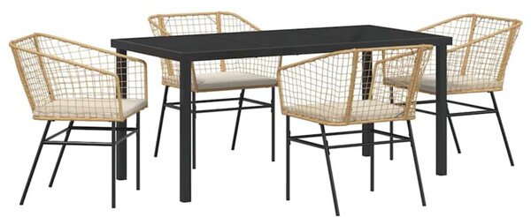 Zestaw Mebli Ogrodowych Komplet Jadalniany 5-Częściowy Brązowy Rattan Na Taras Balkon Ogród