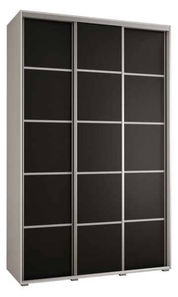 Szafa przesuwna wysoka Davos 4 160, gł. 60 cm biały + czarny + srebrny