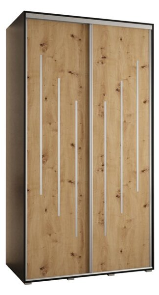 Szafa przesuwna wysoka Davos 8 140, gł. 45 cm czarny + artisan + srebrny