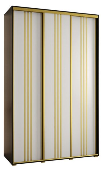 Szafa przesuwna wysoka Davos 6 160, gł. 60 cm czarny + biały + złoty