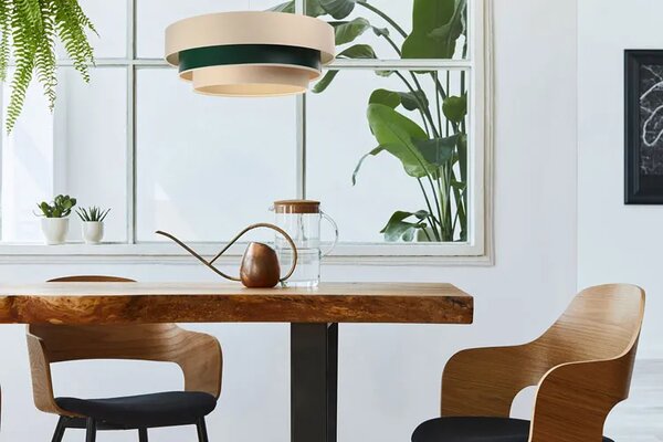 Beżowo-zielona nowoczesna lampa wisząca - 3X S464 C1-F99
