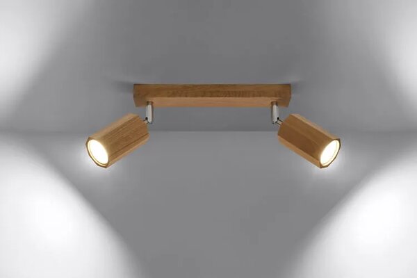 Drewniany plafon z dwoma reflektorami - 3X S473 D6-G69