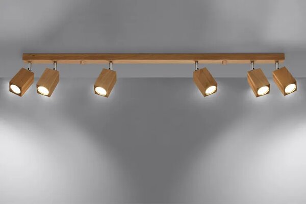 Drewniany plafon z 6 reflektorami - 4X S483 K7-M25