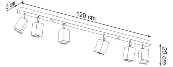Drewniany plafon z 6 reflektorami - 4X S483 K7-M25