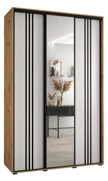 Szafa przesuwna wysoka Davos 7 160, gł. 60 cm artisan + biały + czarny