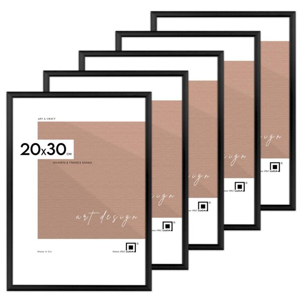 Ramka na zdjęcia 20x30 cm aluminiowa czarna Zestaw 5 ramek 20x30 cm LUCA®