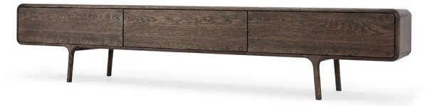 Brązowa szafka pod TV z litego drewna dębowego 220x45x45 cm Fawn – Gazzda