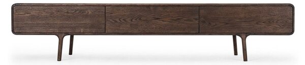 Brązowa szafka pod TV z litego drewna dębowego 220x45x45 cm Fawn – Gazzda