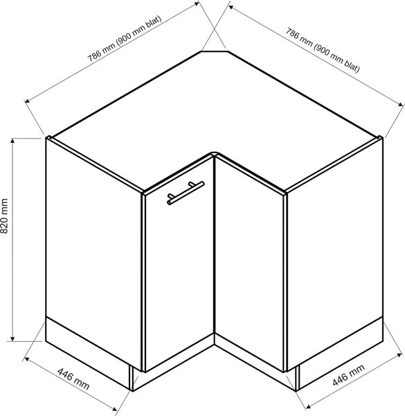 Narożna szafka kuchenna z podwójnymi drzwiczkami dąb artisan 90 cm G4-E58