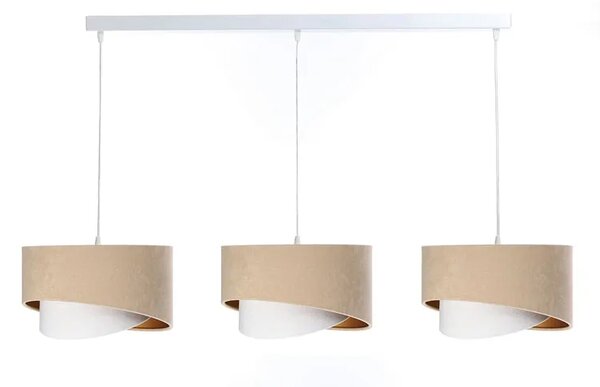 Beżowa potrójna lampa wisząca welurowa - 7X S503 N2-L48