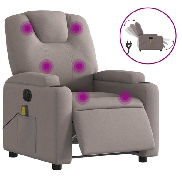 RozkÅadany fotel masujÄ cy, elektryczny, kolor taupe, tkanina