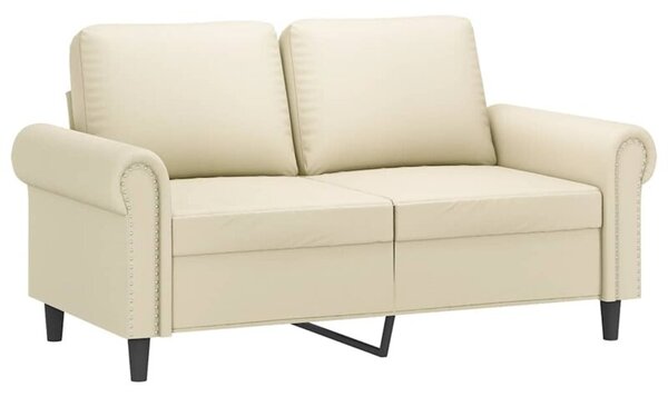 Sofa, 2-osobowa kremowy, 120 cm, sztuczna skÃ³ra