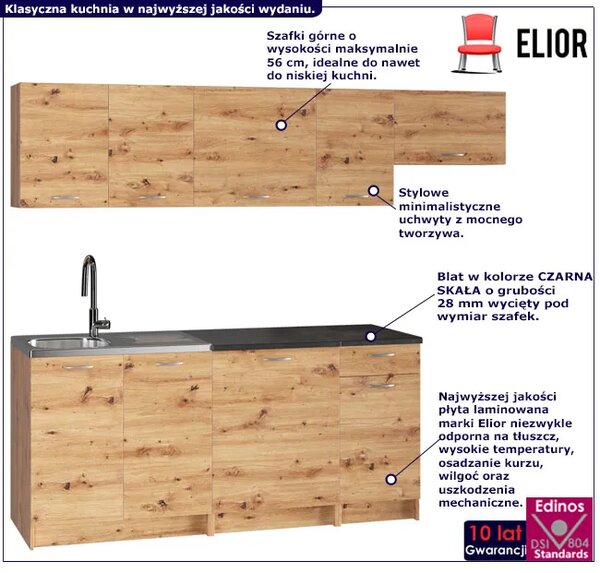 Komplet 7 szafek kuchennych 240 cm dąb artisan S6-F87