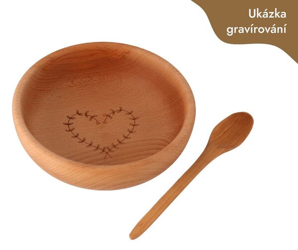 ČistéDřevo Zestaw miska 20 cm + łyżka 21 cm
