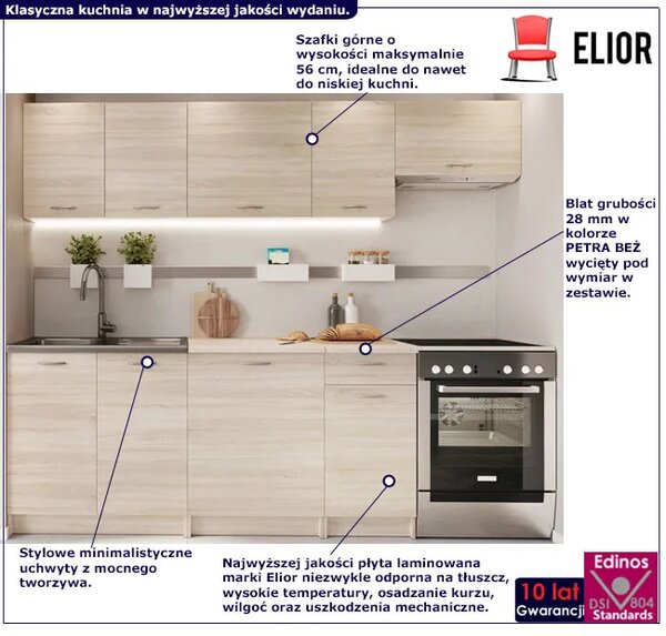 Meble kuchenne 240 cm 7 sztuk dąb sonoma G7-G93