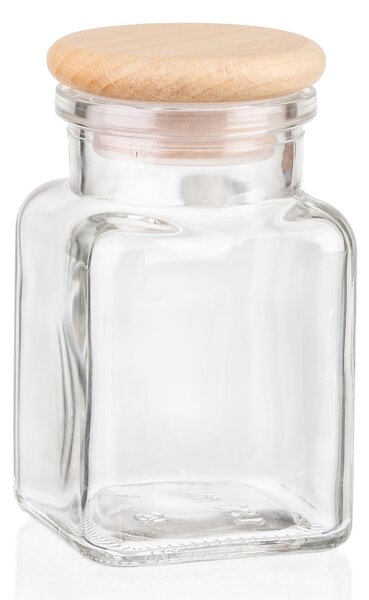 ČistéDřevo Szklany słoik na przyprawy – drewniany 150 ml