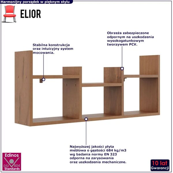 Nowoczesna Półka Ścienna W Kolorze Orzech F5-T33