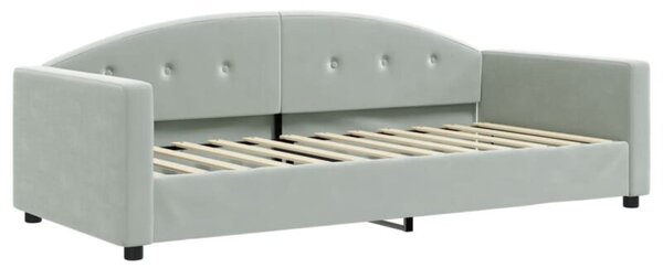 Sofa z funkcją spania, jasnoszara, 90x200 cm, aksamit