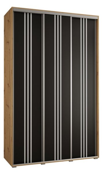 Szafa przesuwna wysoka Davos 6 160, gł. 45 cm artisan + czarny + srebrny