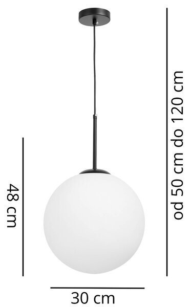 LAMPA WISZĄCA NOWOCZESNA CZARNA BIAŁA KULA FREDICA 30