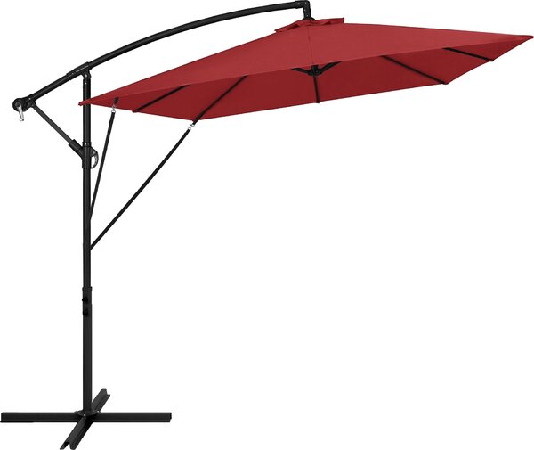 ML-Design Parasol ogrodowy Ø 330 cm czerwony aluminiowy prostokątny, parasol z korbką, pokrowcem i stojakiem UV50+ i wodoodporny, obrotowy o 360° i odchylany